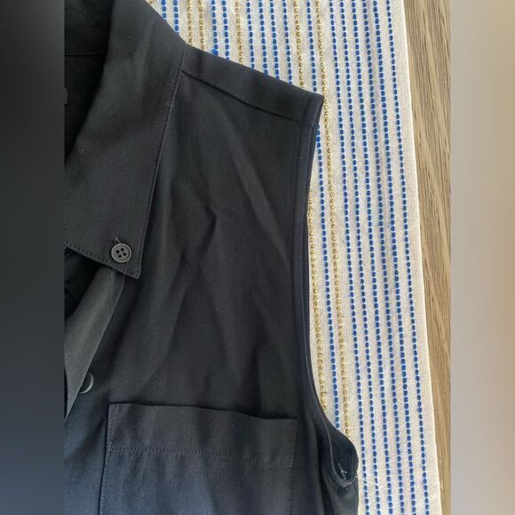 Theory Yariby Jumpsuit Black Sleeveless Pants Collared Button Down Pockets Sz 2 - Picture 7 of 17